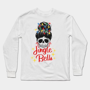 Red and Black Illustration Skull Long Sleeve T-Shirt